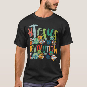 Jesus Revolution Faith Retro Groovy Flower Peace S T-Shirt