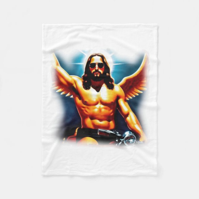 Jesus Rides Fleece Blanket (Front)