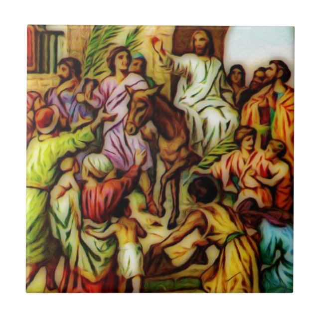 Jesus Rides the Donkey into Jerusalem Tile (Front)