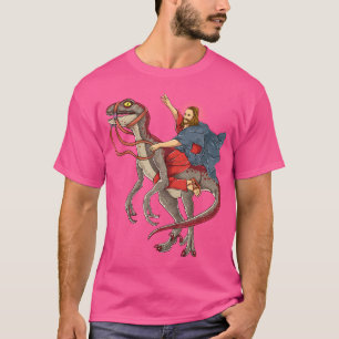 Jesus Riding A Dinosaur Shirt Raptor Dinosaur Paro