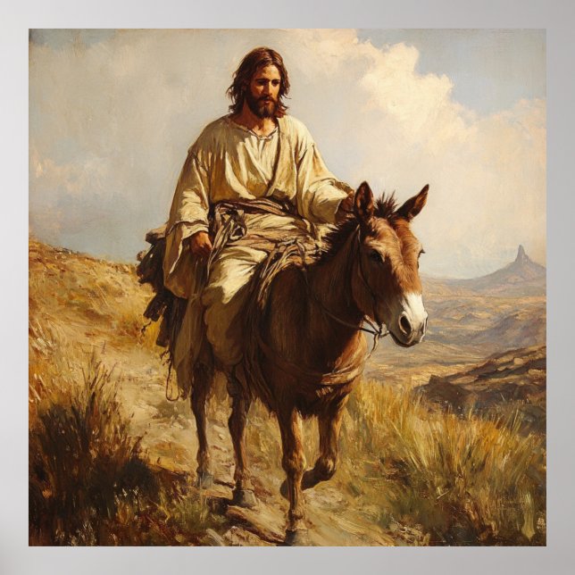 Jesus Riding A Donkey Poster (Front)