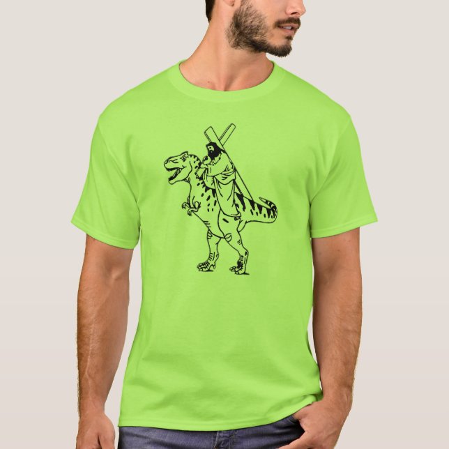 Jesus Riding A Raptor T-Shirt (Front)