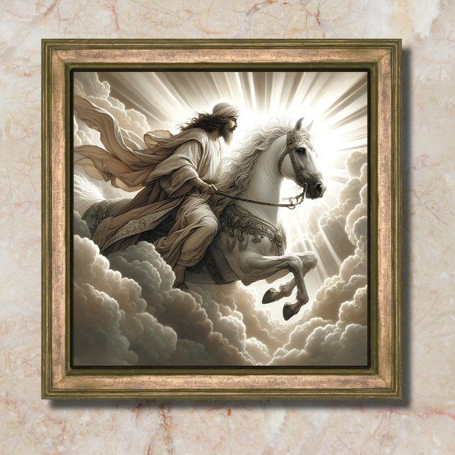 Jesus Riding a White Horse Christian Bible Art Poster (Creator Uploaded)