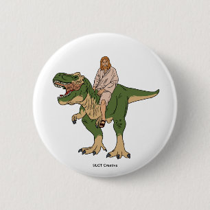 Jesus Riding T-Rex 6 Cm Round Badge