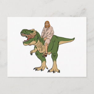 Jesus Riding T-Rex Postcard