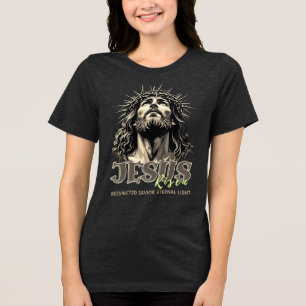 Jesus Risen - Jesus Christ Artistic  Tri-Blend Shirt