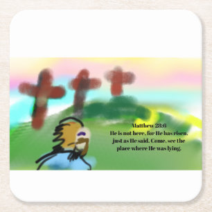 jesus risen square paper coaster