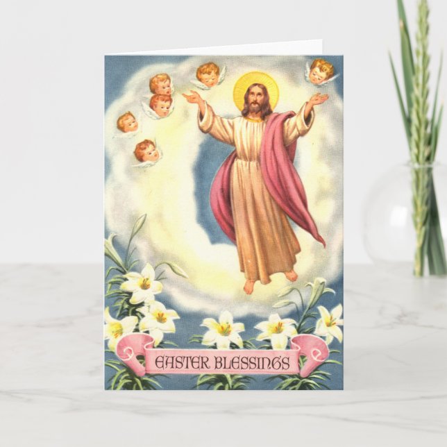 Jesus Rising Easter Blessings Holiday Card (Front)