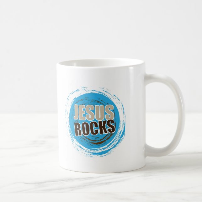 Jesus Rocks 4 Blue & choc Coffee Mug (Right)