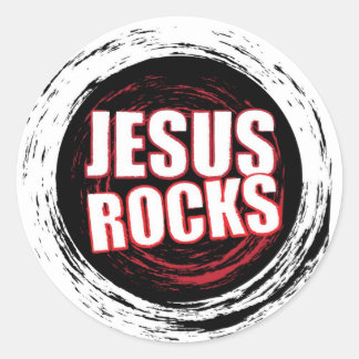 Jesus Rocks 5 Black Classic Round Sticker