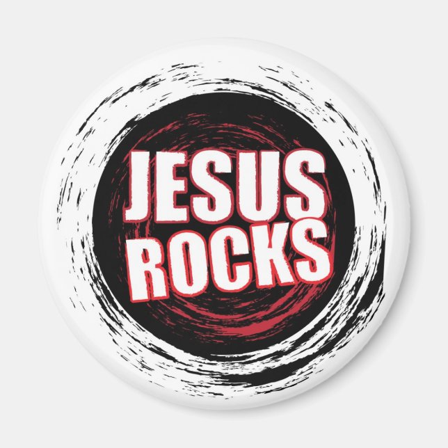 Jesus Rocks 5 Black Magnet (Front)