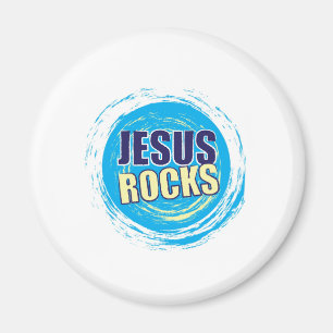 Jesus Rocks 7 Blue & Yellow Magnet