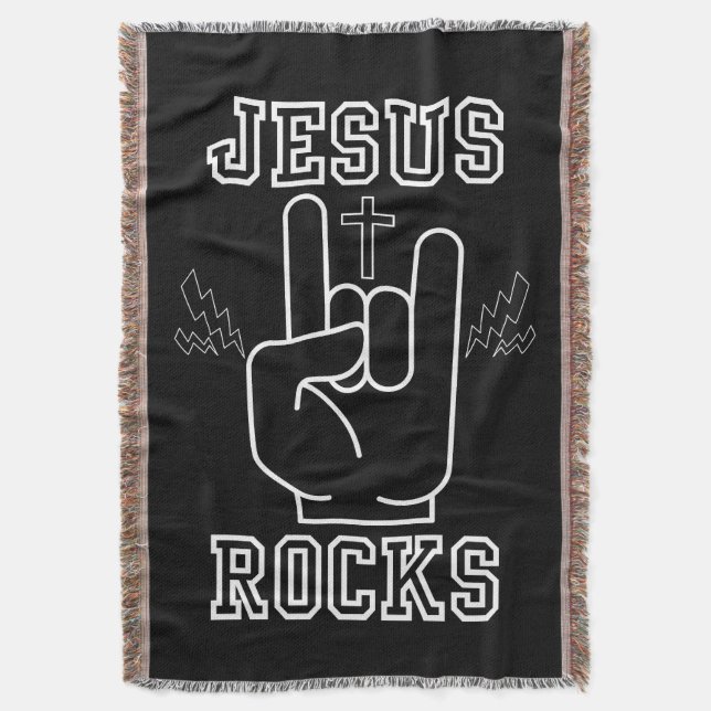Jesus Rocks Biblical Festival Throw Blanket (Front Vertical)