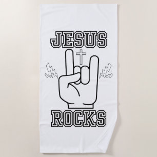 Jesus Rocks Biblical Festival W/B Beach Towel