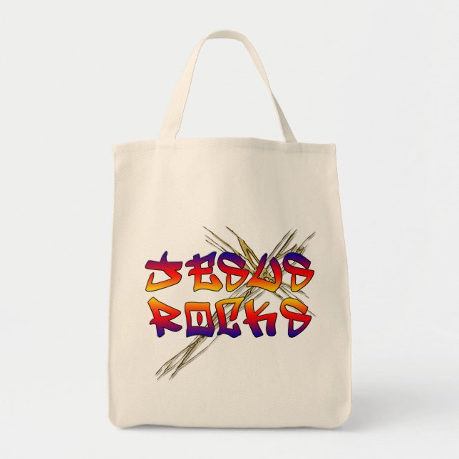 Jesus Rocks Christian Tote Bag (Front)