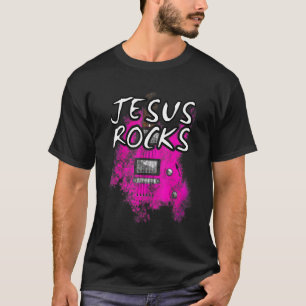 Jesus Rocks Guitar Electric Guitarist Christian Wo T-Shirt