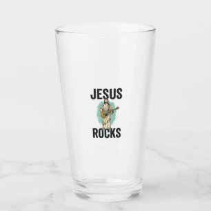 Jesus Rocks Guitar Vintage Christian Engraving Des Glass