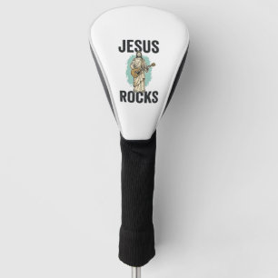 Jesus Rocks Guitar Vintage Christian Engraving Des Golf Head Cover