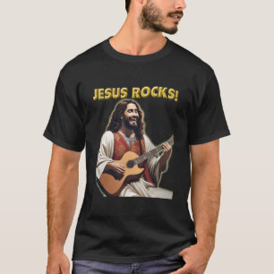 Jesus Rocks Jesus Playing Guitar Share Your Faith  T-Shirt
