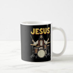 Jesus Rocks Music Funny Christian Drummer Design Coffee Mug