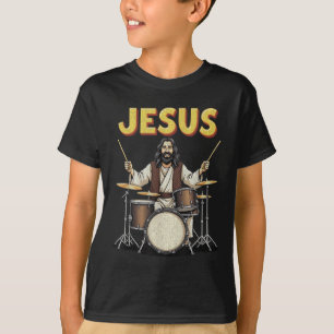 Jesus Rocks Music Funny Christian Drummer Design T-Shirt