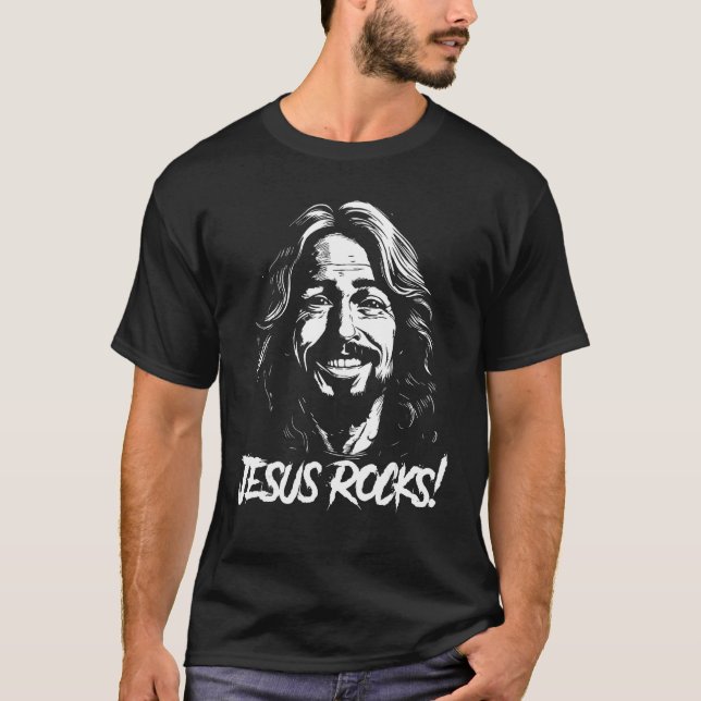 Jesus Rocks  Musician Rocker Christ 1 T-Shirt (Front)