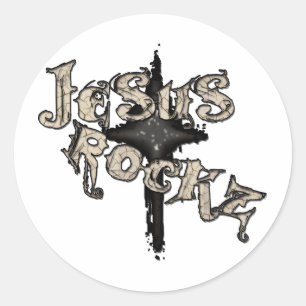 Jesus Rockz Christian Classic Round Sticker