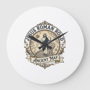 Jesus Roman Road Ancient Map Jesus Roman Road Anci Large Clock