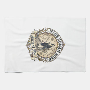 Jesus Roman Road Ancient Map Jesus Roman Road Anci Tea Towel