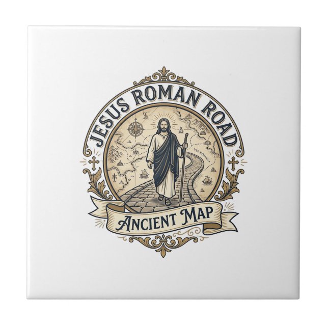 Jesus Roman Road Ancient Map Jesus Roman Road Anci Tile (Front)