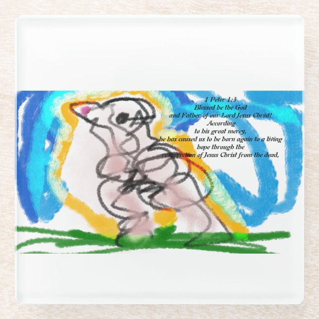 jesus rose from dead  glass coaster (Front)