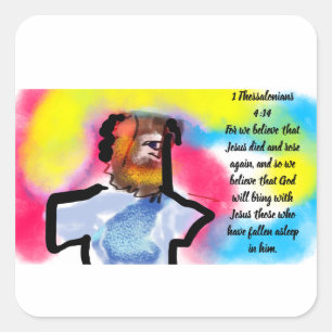 jesus rose square sticker