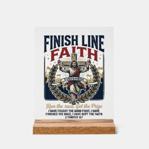 Jesus Running Marathon Vintage Shirt Christian Gra Acrylic Sign