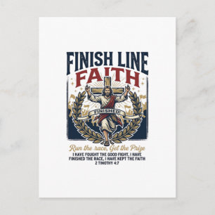 Jesus Running Marathon Vintage Shirt Christian Gra Postcard