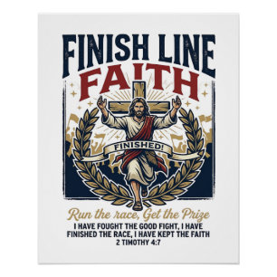 Jesus Running Marathon Vintage Shirt Christian Gra Poster