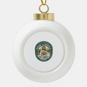 Jesus RV Camper Life Vintage Shirt Christian Graph Ceramic Ball Christmas Ornament