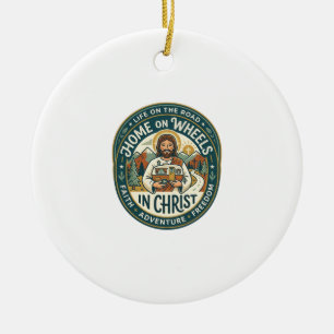 Jesus RV Camper Life Vintage Shirt Christian Graph Ceramic Tree Decoration