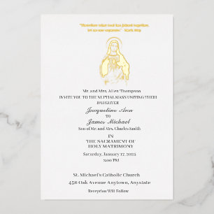Jesus Sacred Heart Catholic Foil Invitation