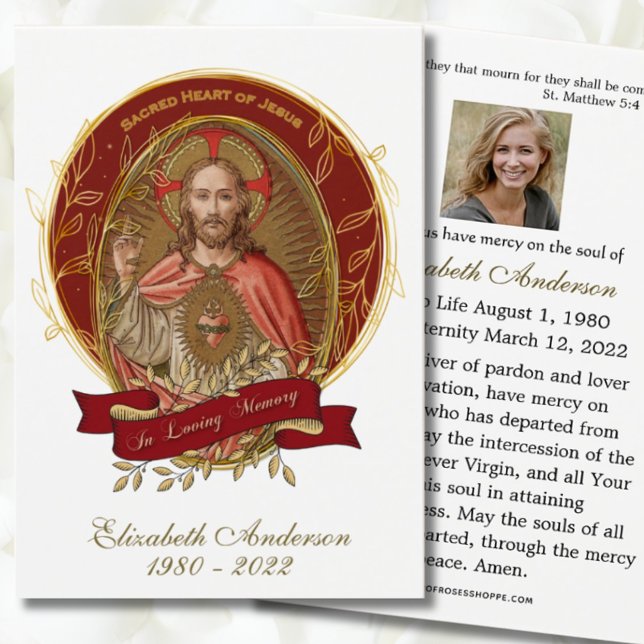 Jesus Sacred Heart Catholic Funeral Holy Card  (Creator Uploaded)