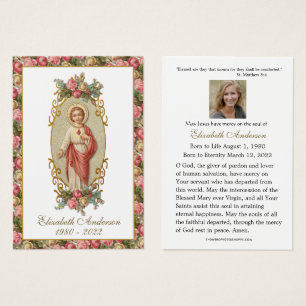 Jesus Sacred Heart Catholic Funeral Holy Card