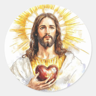 Jesus Sacred Heart Christian Religious Catholic   Classic Round Sticker