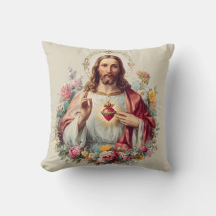 Jesus Sacred Heart Christian Traditional Catholic Cushion