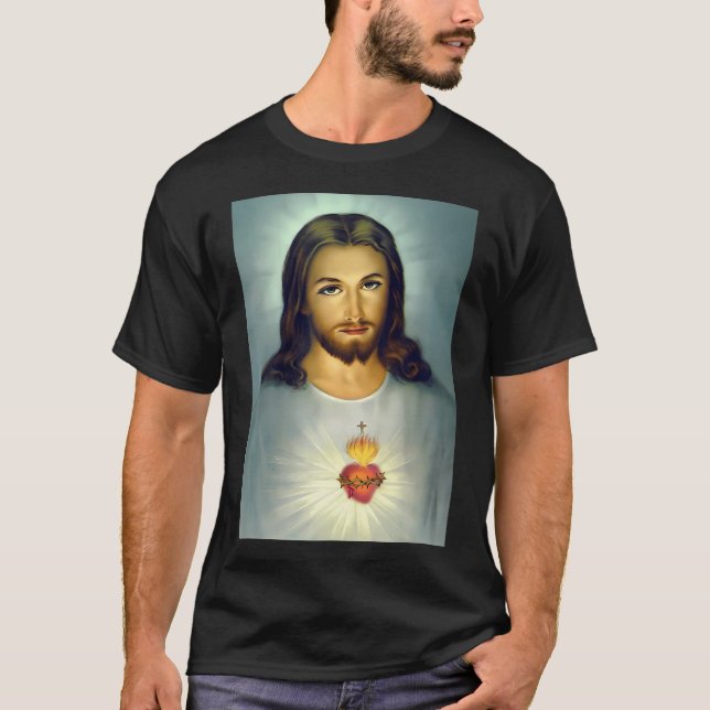 Jesus Sacred Heart Divine Mercy Christian Roman Ca T-Shirt (Front)