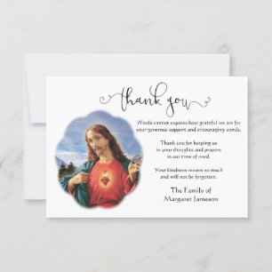 Jesus Sacred Heart  Thank You Condolence Card