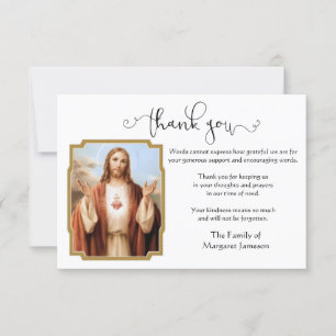 Jesus Sacred Heart  Thank You Condolence Card