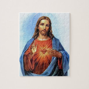 JESUS SACRED HEART  WOOD FRAME 27  CUSTOMIZABLE PR JIGSAW PUZZLE