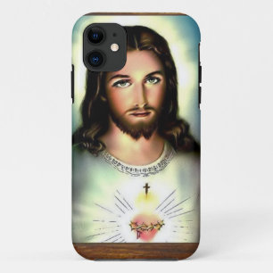 JESUS SACRED HEART  WOOD FRAME 29  CUSTOMIZABLE P iPhone 11 CASE