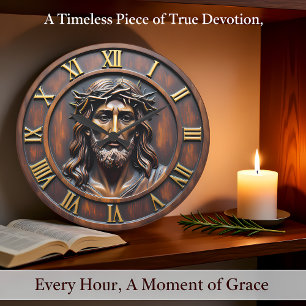 Jesus Sacred Portrait Roman Numeral Large Clock