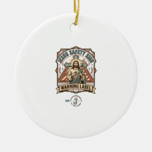 Jesus Safety Sign Warning Label Jesus Safety Sign  Ceramic Tree Decoration