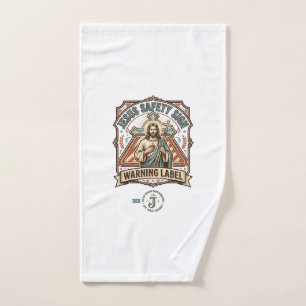 Jesus Safety Sign Warning Label Jesus Safety Sign  Hand Towel